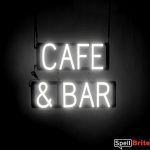 CAFE BAR sign, featuring LED lights that look like neon CAFE BAR signs