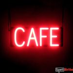 CAFE sign, featuring LED lights that look like neon CAFE signs