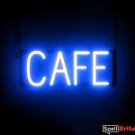 CAFE sign, featuring LED lights that look like neon CAFE signs