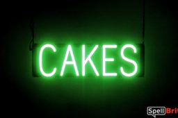 CAKES sign, featuring LED lights that look like neon cake signs