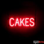 CAKES sign, featuring LED lights that look like neon cake signs