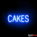 CAKES sign, featuring LED lights that look like neon cake signs