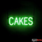 CAKES sign, featuring LED lights that look like neon cake signs