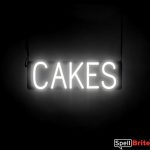 CAKES sign, featuring LED lights that look like neon cake signs