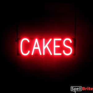 CAKES LED sign that is an alternative to glow neon signs for your restaurant