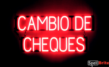 CAMBIO DE CHEQUES LED lighted signs that use click-together letters to make personalized signs