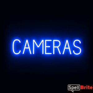 CAMERAS Sign - Neon Look, Blue LED Light
