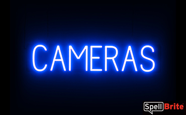 CAMERAS sign, featuring LED lights that look like neon camera signs