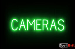 CAMERAS sign, featuring LED lights that look like neon camera signs