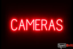 CAMERAS sign, featuring LED lights that look like neon camera signs