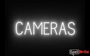 CAMERAS sign, featuring LED lights that look like neon camera signs