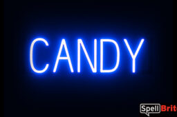 CANDY sign, featuring LED lights that look like neon CANDY signs