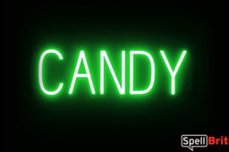 CANDY sign, featuring LED lights that look like neon CANDY signs