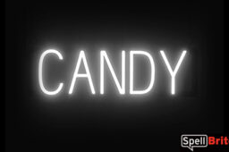 CANDY sign, featuring LED lights that look like neon CANDY signs