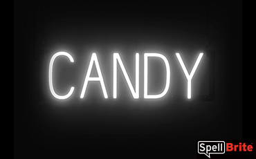 CANDY sign, featuring LED lights that look like neon CANDY signs