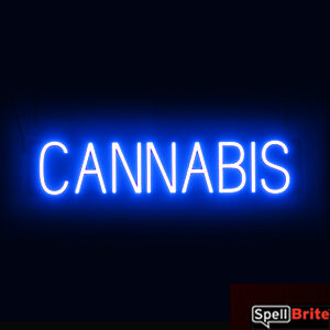 CANNABIS Sign – SpellBrite’s LED Sign Alternative to Neon CANNABIS Signs for Smoke Shops in Blue