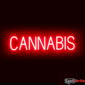 CANNABIS Sign – SpellBrite’s LED Sign Alternative to Neon CANNABIS Signs for Smoke Shops in Red