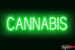 CANNABIS Sign – SpellBrite’s LED Sign Alternative to Neon CANNABIS Signs for Smoke Shops in Green