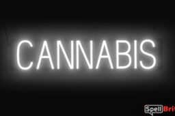 CANNABIS sign, featuring LED lights that look like neon CANNABIS signs