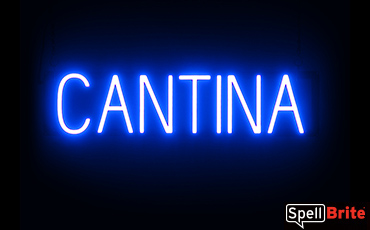 CANTINA sign, featuring LED lights that look like neon CANTINA signs