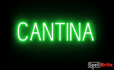 CANTINA sign, featuring LED lights that look like neon CANTINA signs