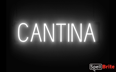 CANTINA sign, featuring LED lights that look like neon CANTINA signs