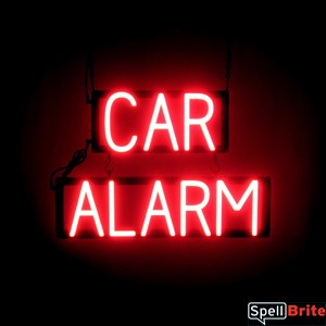CAR ALARM LED glowing sign that uses interchangeable letters to make business signs for your shop