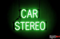 CAR STEREO sign, featuring LED lights that look like neon CAR STEREO signs
