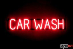 CAR WASH sign, featuring LED lights that look like neon CAR WASH signs