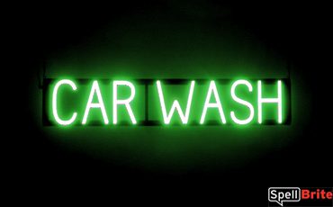 CAR WASH sign, featuring LED lights that look like neon CAR WASH signs