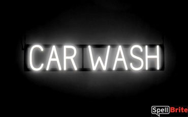 CAR WASH sign, featuring LED lights that look like neon CAR WASH signs