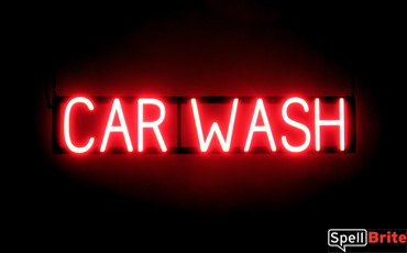 CAR WASH sign, featuring LED lights that look like neon CAR WASH signs