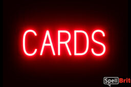 CARDS sign, featuring LED lights that look like neon card signs