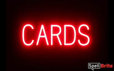 CARDS sign, featuring LED lights that look like neon card signs