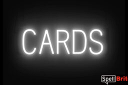 CARDS sign, featuring LED lights that look like neon card signs
