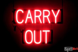 CARRY OUT sign, featuring LED lights that look like neon CARRY OUT signs