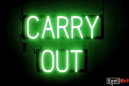 CARRY OUT sign, featuring LED lights that look like neon CARRY OUT signs