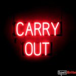 CARRY OUT sign, featuring LED lights that look like neon CARRY OUT signs