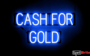 CASH FOR GOLD sign, featuring LED lights that look like neon CASH FOR GOLD signs