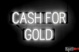 CASH FOR GOLD sign, featuring LED lights that look like neon CASH FOR GOLD signs