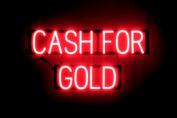CASH FOR GOLD LED glowing signage that uses interchangeable letters to make business signs