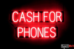 CASH FOR PHONES illuminated LED signs that use changeable letters to make custom signs