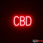 CBD sign, featuring LED lights that look like neon CBD signs