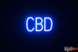 CBD sign, featuring LED lights that look like neon CBD signs