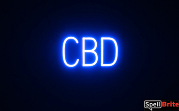 CBD sign, featuring LED lights that look like neon CBD signs