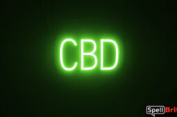 CBD sign, featuring LED lights that look like neon CBD signs