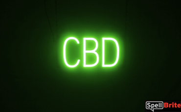 CBD sign, featuring LED lights that look like neon CBD signs