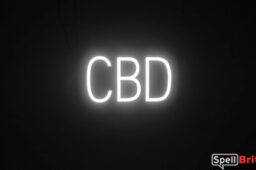 CBD sign, featuring LED lights that look like neon CBD signs