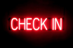 CHECK IN LED lighted signs that use interchangeable letters to make window signs for your motel