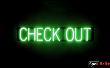 Check Out Here Sign, Neon Sign Look with LED Light Source
